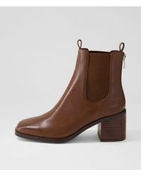 MOLLINI - Slightly Mo Choc Dk Brown Heel Leather Choc Dk Brown Heel Boots - Lyst