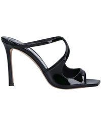 Jimmy Choo - Lacquered Leather Slip-On Mules With Square Toe - Lyst