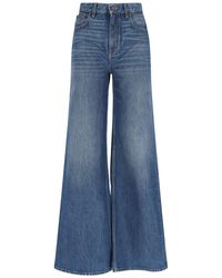 Chloé - Cotton Denim Jeans With Calf Leather Patch - Lyst
