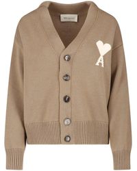 Ami Paris - Ami De Coeur Wool Cardigan - Lyst
