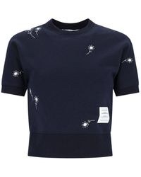 Thom Browne - Floral Embroidery T-Shirt - Lyst