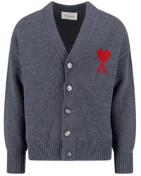 Ami Paris - Ami De Coeur V-Neck Cardigan - Lyst