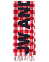 JW Anderson - Jw Anderson Tartan Wool-Blend Scarf With Maxi Logo - Lyst