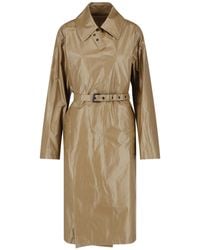 Lemaire - Khaki Coated Cotton Short Belted Coat - Lyst