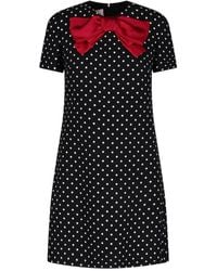 Valentino - Polka Dot Mini Dress With Bow - Lyst