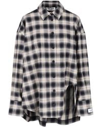 The Attico - Classic Plaid Shirt With Asymmetrical Hem - Lyst
