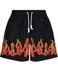 Palm Angels Pantaloncini Costume "Burning Flame" - Rosso
