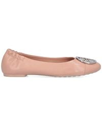 Tory Burch - Leather Ballet Flat With Logo Medallion - Lyst