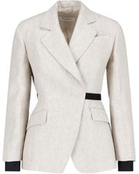 Max Mara - Double-Breasted Linen Drill Blazer - Lyst