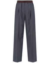 Miu Miu - Virgin Wool Logo Pants - Lyst