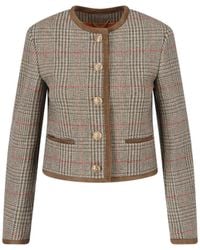 Golden Goose - Cropped Houndstooth Jacket With Button Front - Lyst