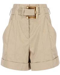Balmain - Cotton Gabardine Shorts - Lyst