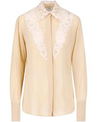 Fendi - Silk Georgette And Lace Shirt - Lyst