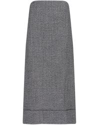 Prada - Gonna Midi A Tubino In Moulinè - Lyst