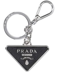 Prada - Saffiano And Metal Key Ring - Lyst