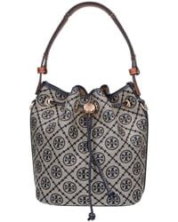 Tory Burch - Monogram Drawstring Bucket Bag - Lyst