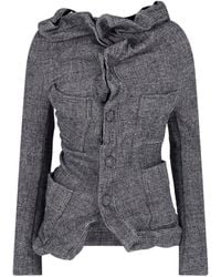 Junya Watanabe - Tailored Plaid Jacket With Draped Neckline - Lyst