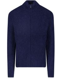 Aspesi - Wool And Mohair Zip Sweater - Lyst