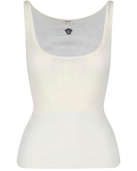 Versace - Cream Ribbed Medusa Wool Top - Lyst
