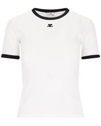 Courreges - Courrèges Contrast Cotton T-Shirt - Lyst