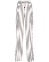 Kiton - Wide-Leg Vertical Striped Silk Trousers - Lyst