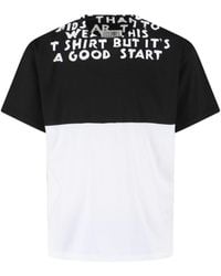 MM6 by Maison Martin Margiela - Bicolor Contrast Print T-Shirt With Round Neckline And Short Sleeves - Lyst