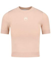 Marine Serre - Cropped Short-Sleeve Sweater - Lyst