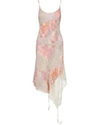 DIESEL - Asymmetrical Hem Midi Dress With Floral Print - Lyst