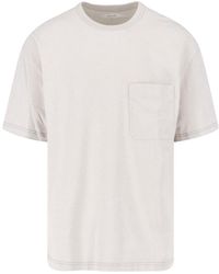 Lemaire - Cream Cotton-Linen Contrast Stitching T-Shirt - Lyst