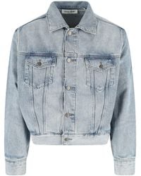 Fear Of God - Light Washed Cropped Denim Jacket With Classic Collar - Lyst