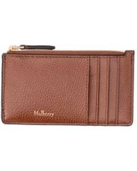 Mulberry - Grained Leather Zip Card Holder - Lyst