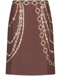 Versace - Printed Silk Midi Skirt - Lyst