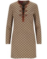 Gucci - Gg Canvas Dress With Horsebit - Lyst