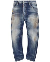 DSquared² - Distressed Straight-Leg Jeans - Lyst