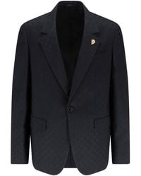 Gucci - Single-Breasted Wool Blend Blazer "Gg" - Lyst