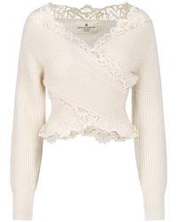 Ermanno Scervino - Lace-Trim Cashmere Wrap Sweater - Lyst