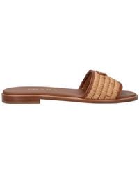 Prada - Raffia Logo Sandals - Lyst