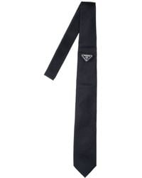 Prada - Cravatta Logo In Seta - Lyst