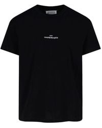 Maison Margiela - Distorted Logo Embroidered Cotton T-Shirt - Lyst