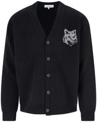 Maison Kitsuné - Fox Head Intarsia Merino Cardigan - Lyst