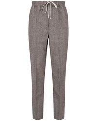 Rick Owens - Pantalon Drawstring Slim Long Noir Mélangé Trousers - Lyst