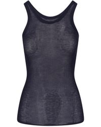 Lemaire - Dark Ribbed Silk Blend Top - Lyst