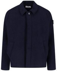 Stone Island - Classic Collar Button-Closure Wool Jacket With Side Pockets - Lyst