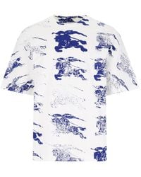 Burberry - T-shirt in misto cotone con logo - Lyst