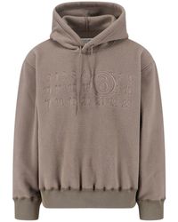 MM6 by Maison Margiela - Teddy Fabric Hoodie With Embroidered Mm6 Logo - Lyst