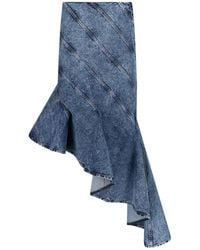 Alaïa - Denim Spiral Skirt - Lyst