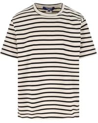 Junya Watanabe - Cream Horizontal Stripe Cotton T-Shirt - Lyst