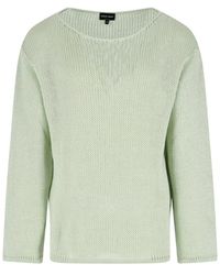 Giorgio Armani - Round Neck Linen Blend Sweater - Lyst