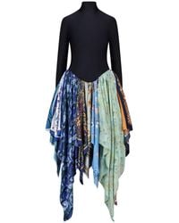 Marine Serre - Midi Dress With Upcycled Scarf - Lyst