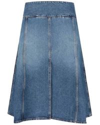 Alaïa - Mid-Rise Denim Midi Skirt - Lyst